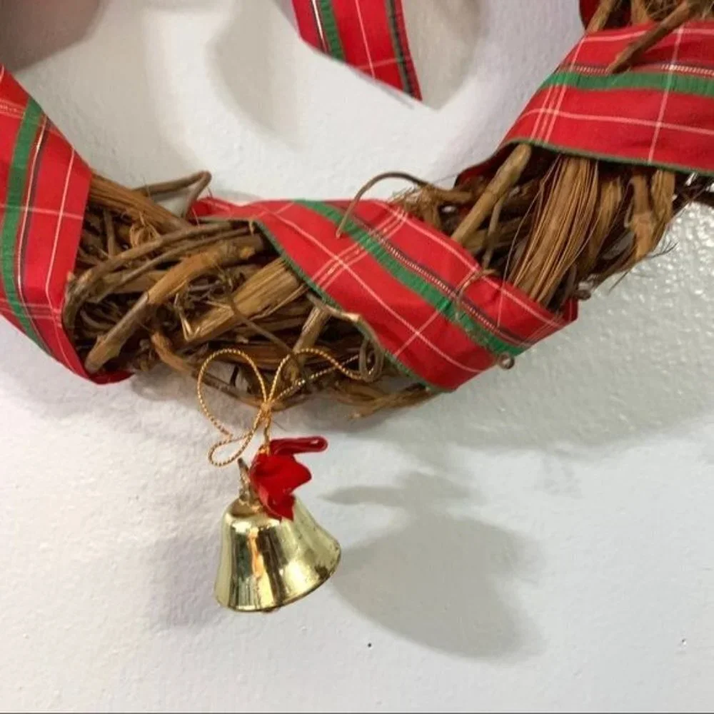 Rustic Christmas Wreath Grapevine Gold Instruments Holiday Decor